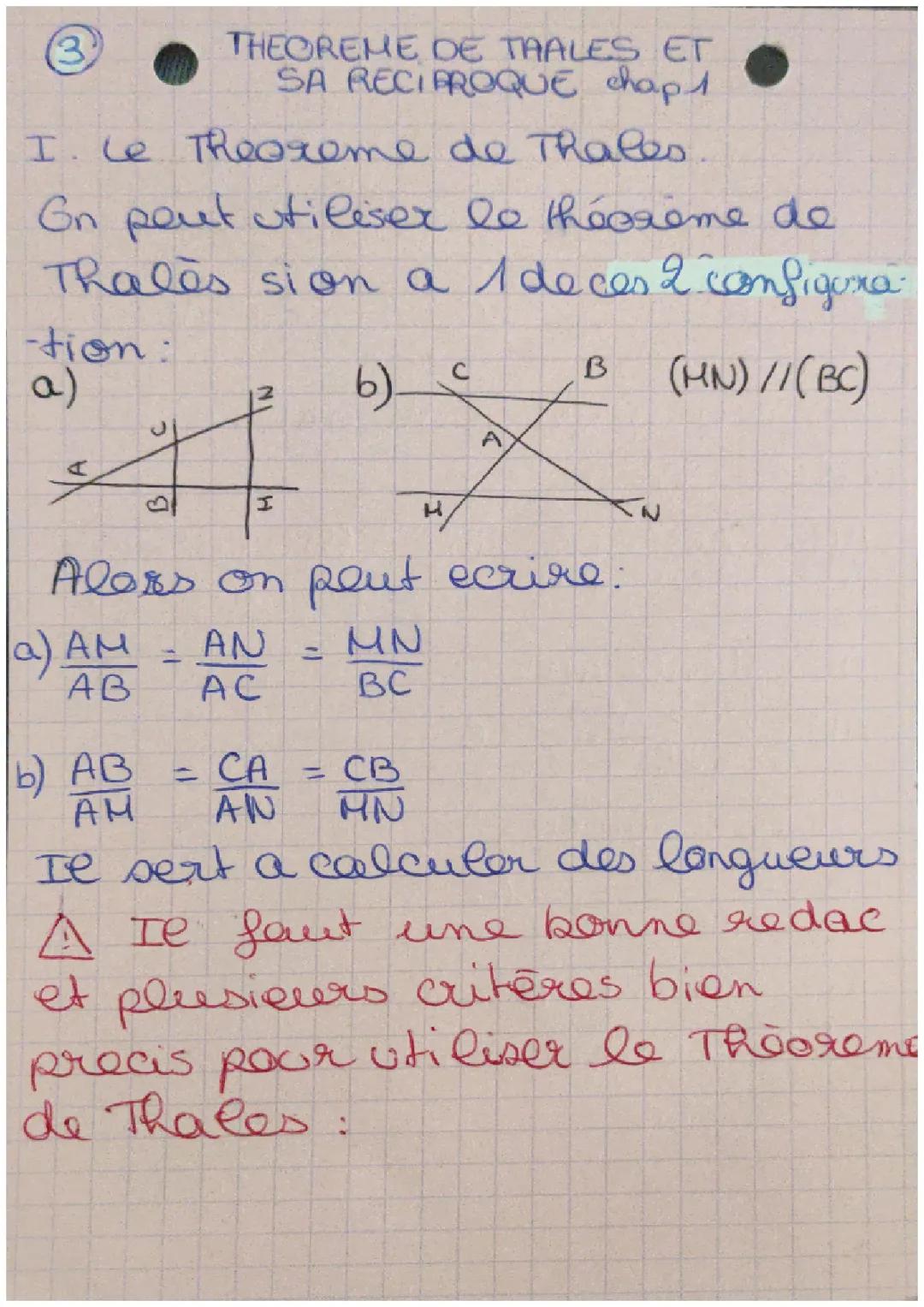 Théorème de Thalès et réciproque 