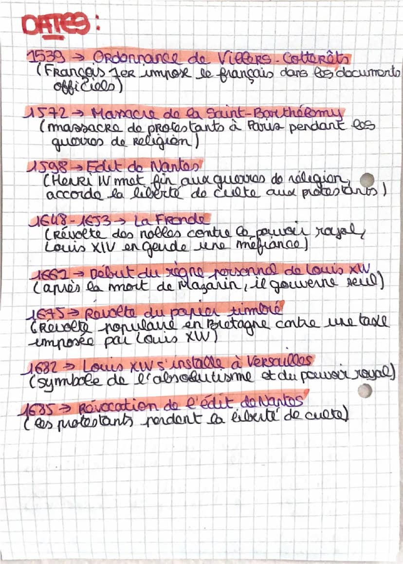 --- OCR Start ---
DEFINITIONS:
Ordonnance → décision prise par le roi qui
a valeur de loi
officier → personne chargé d'un rôle
administratif