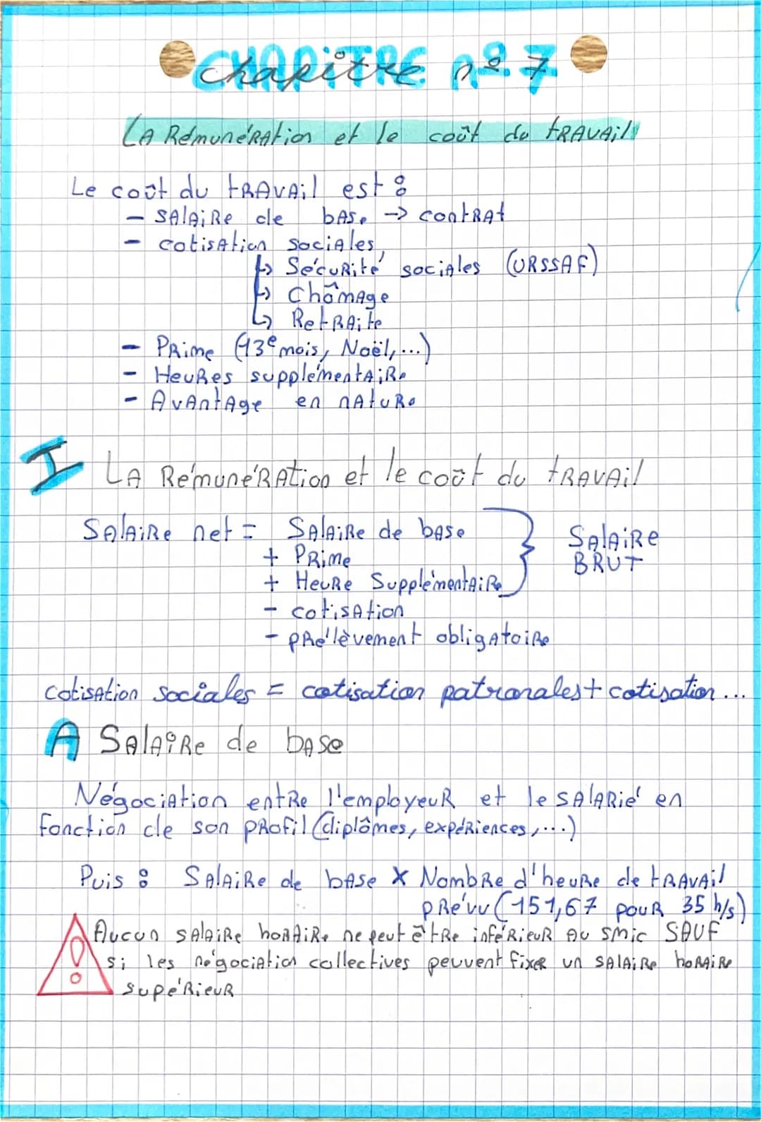 H
CHARITRE p.².70
LA Rémunération et le coût du travail!
Le coût du FRAVAil est :
SALAIRE cle
- cotisation sociales,
-
base -> contrat
to Sé