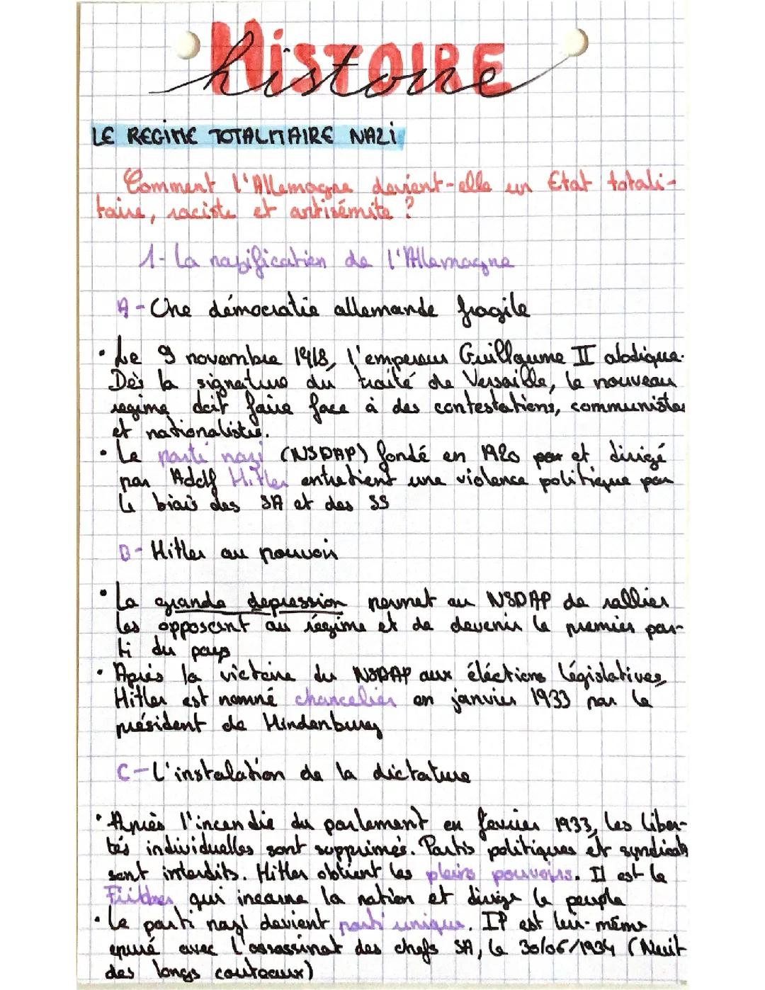 Le régime totalitaire nazi en Allemagne