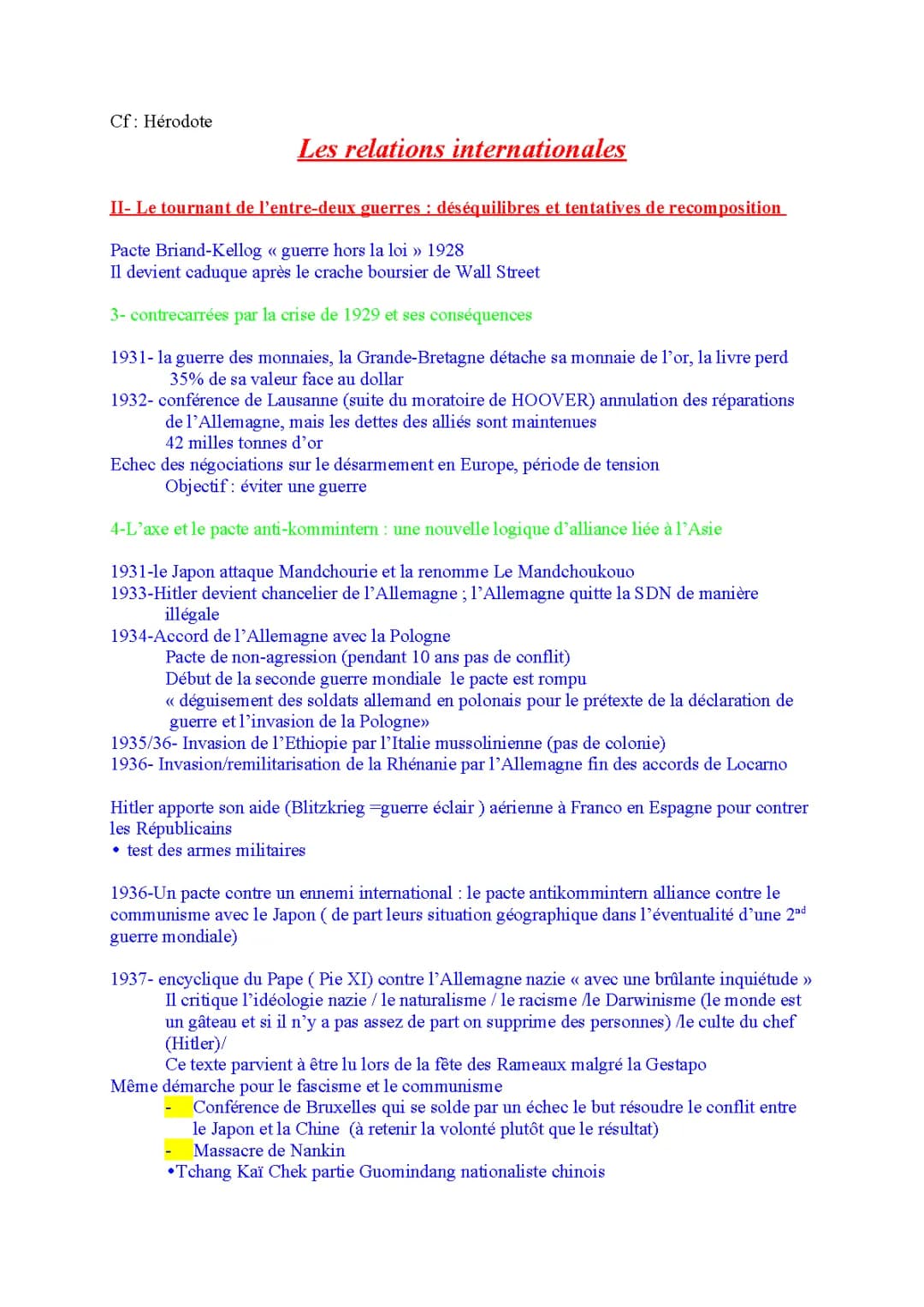 Les relations internationales