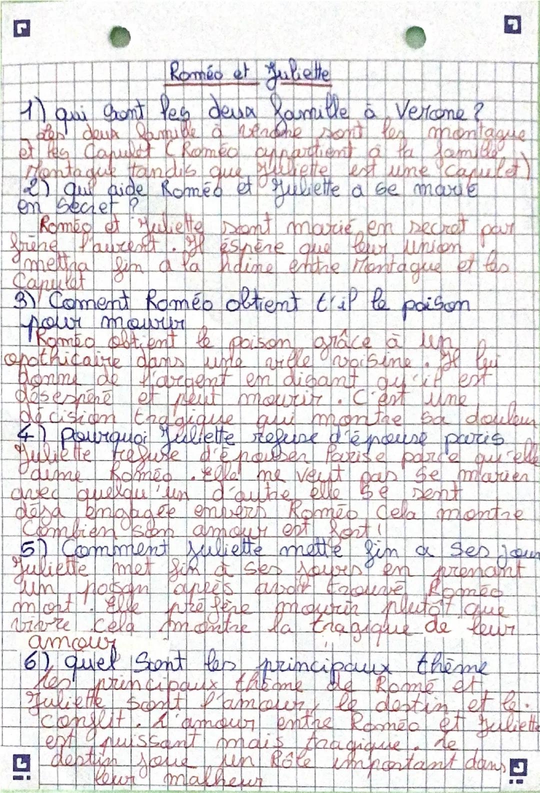 G
Roméo et Juliette
1) I qui crent les dessa famille à Verone?
Les a
deur famible à vename sont les
montague]
et les Capulet (Romeo appartie