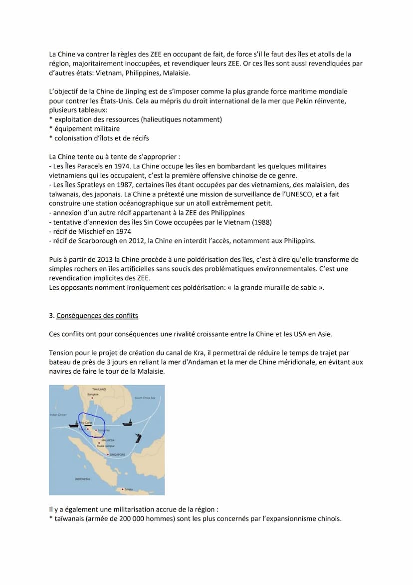 Lutte et conflits pour la souveraineté en
mer de Chine
La mer de Chine, c'est un territoire qui mesure environ 3 000 kilomètres de long sur 