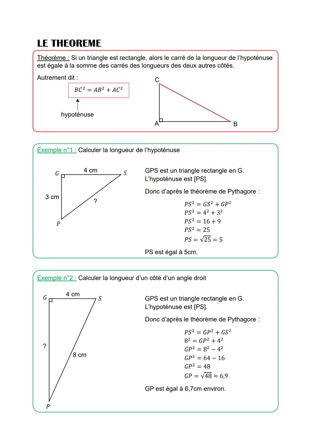 # Le theoreme de Pythagore

# CARRE ET RACINE D'UN NOMBRE

Définition: Carré

Pour obtenir le carré d'un nombre a, il suffit de le multiplie