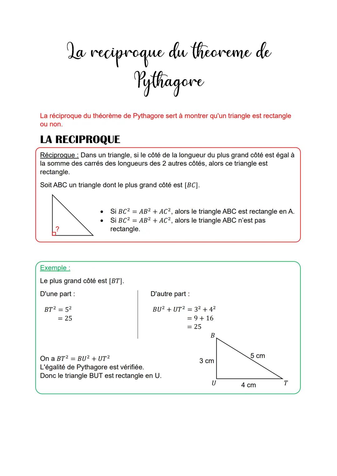 # Le theoreme de Pythagore

# CARRE ET RACINE D'UN NOMBRE

Définition: Carré

Pour obtenir le carré d'un nombre a, il suffit de le multiplie