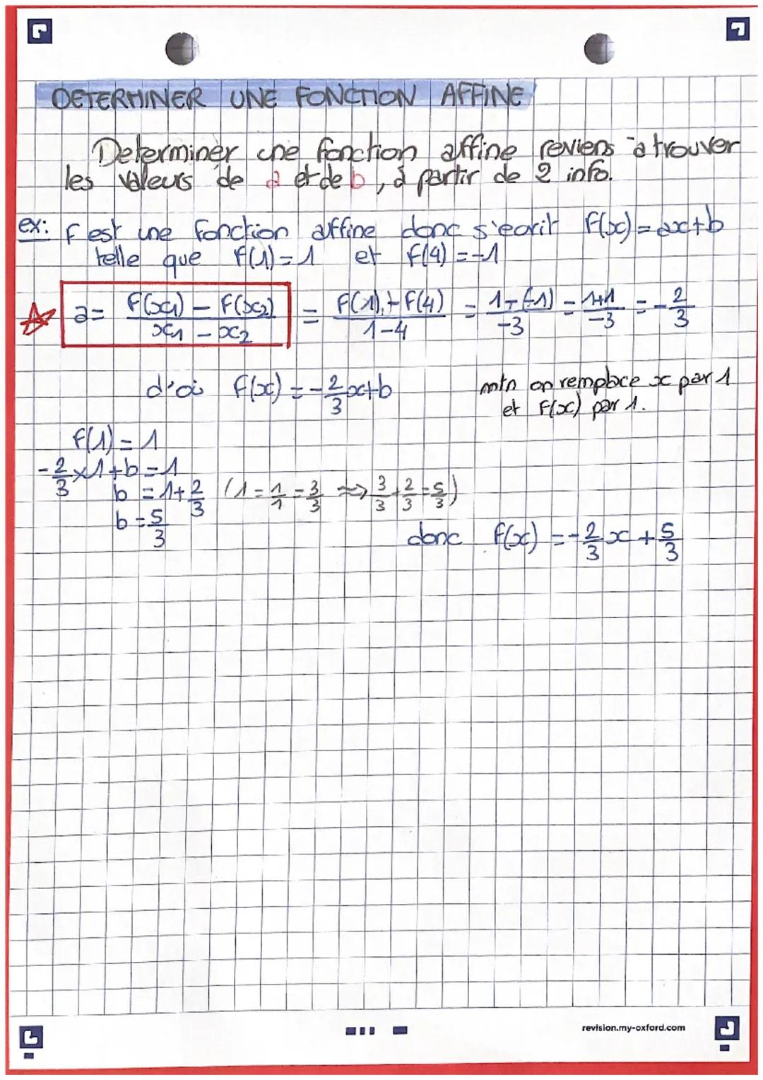 # MATHS

LES FONCTIONS AFFINES

Une fonction affine est une fonction faui peut s'écrire
$F(x)=ax+b$ où a et b sont deux no reels

*Si a>0, a