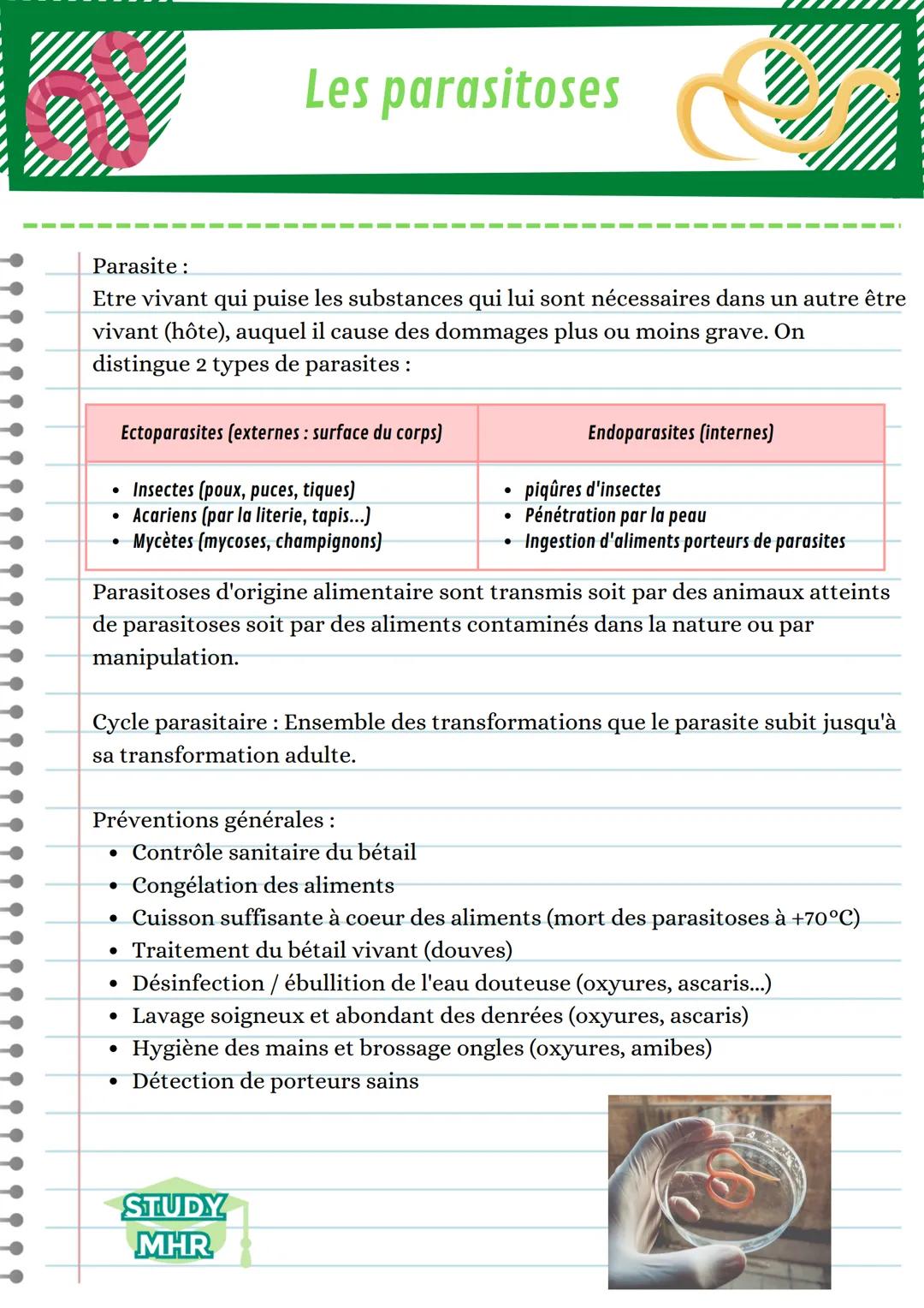 Parasite:
Etre vivant qui puise les substances qui lui sont nécessaires dans un autre être
vivant (hôte), auquel il cause des dommages plus 