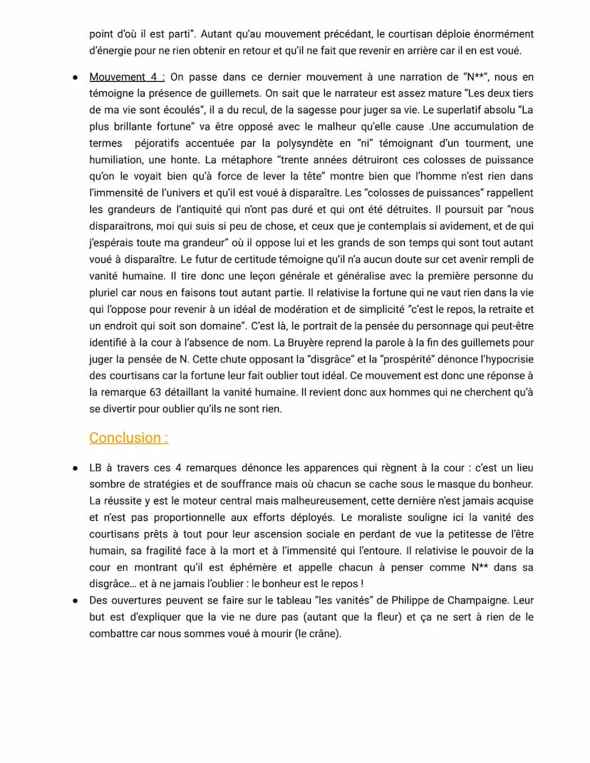 Texte 2 du parcours Comédie Sociale
La Bruyère, Les Caractères : "De la cour" (remarque 63-66)
Intro:
● La Bruyère est un contemporain de Mo