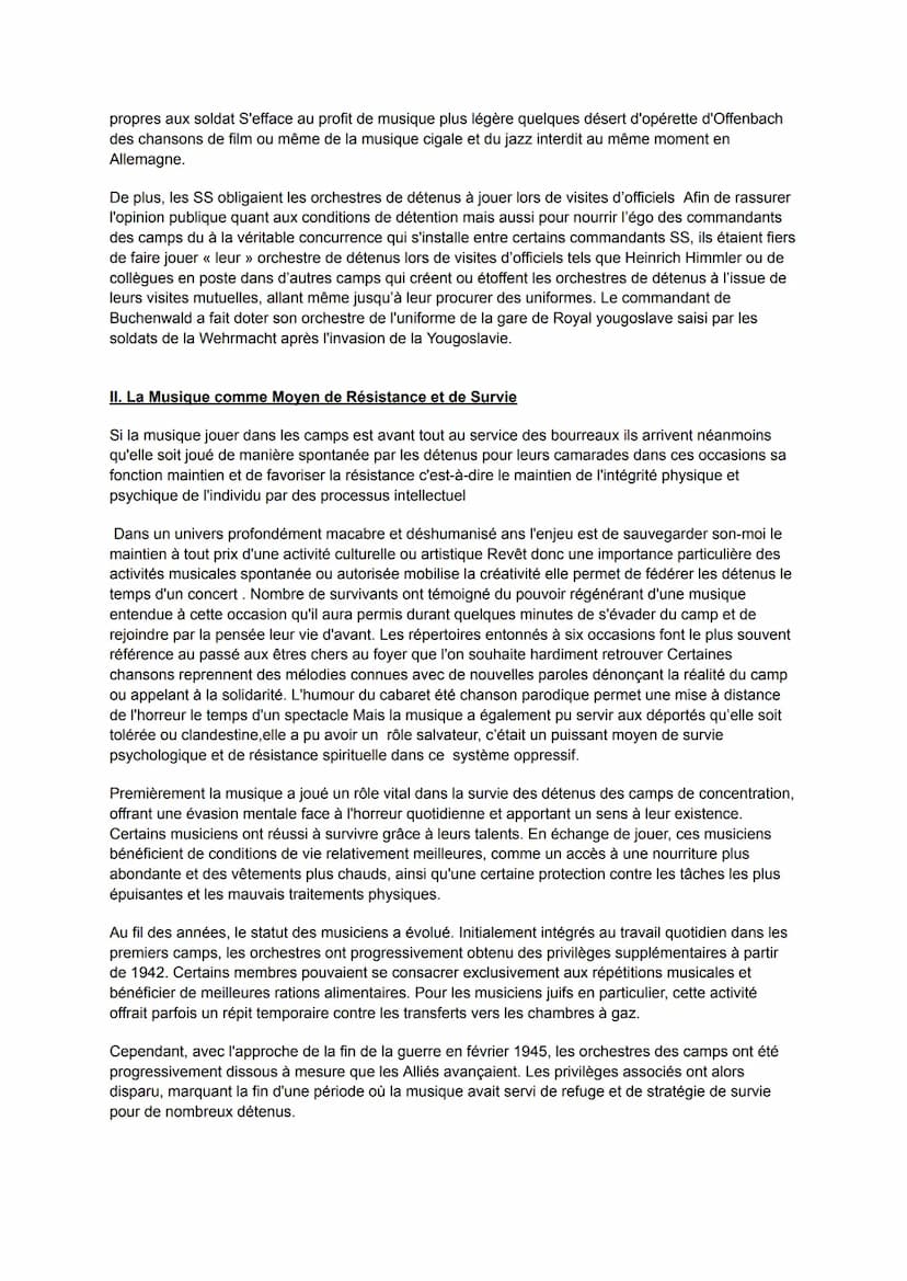 Sujet 2: De la coercition au témoignagne, quels ont été les rôles complexes de la musique
dans la shoah ?
Intro:
(en lien avec ma spécialité