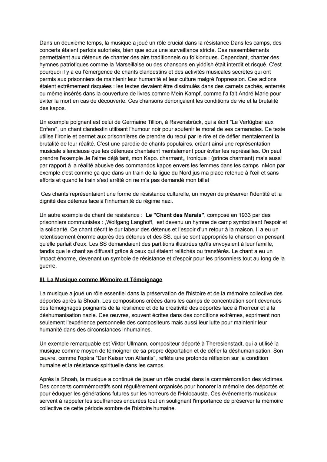 Sujet 2: De la coercition au témoignagne, quels ont été les rôles complexes de la musique
dans la shoah ?
Intro:
(en lien avec ma spécialité