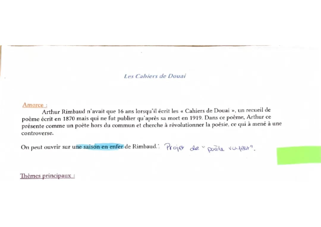 Cahier de Douai disserte 