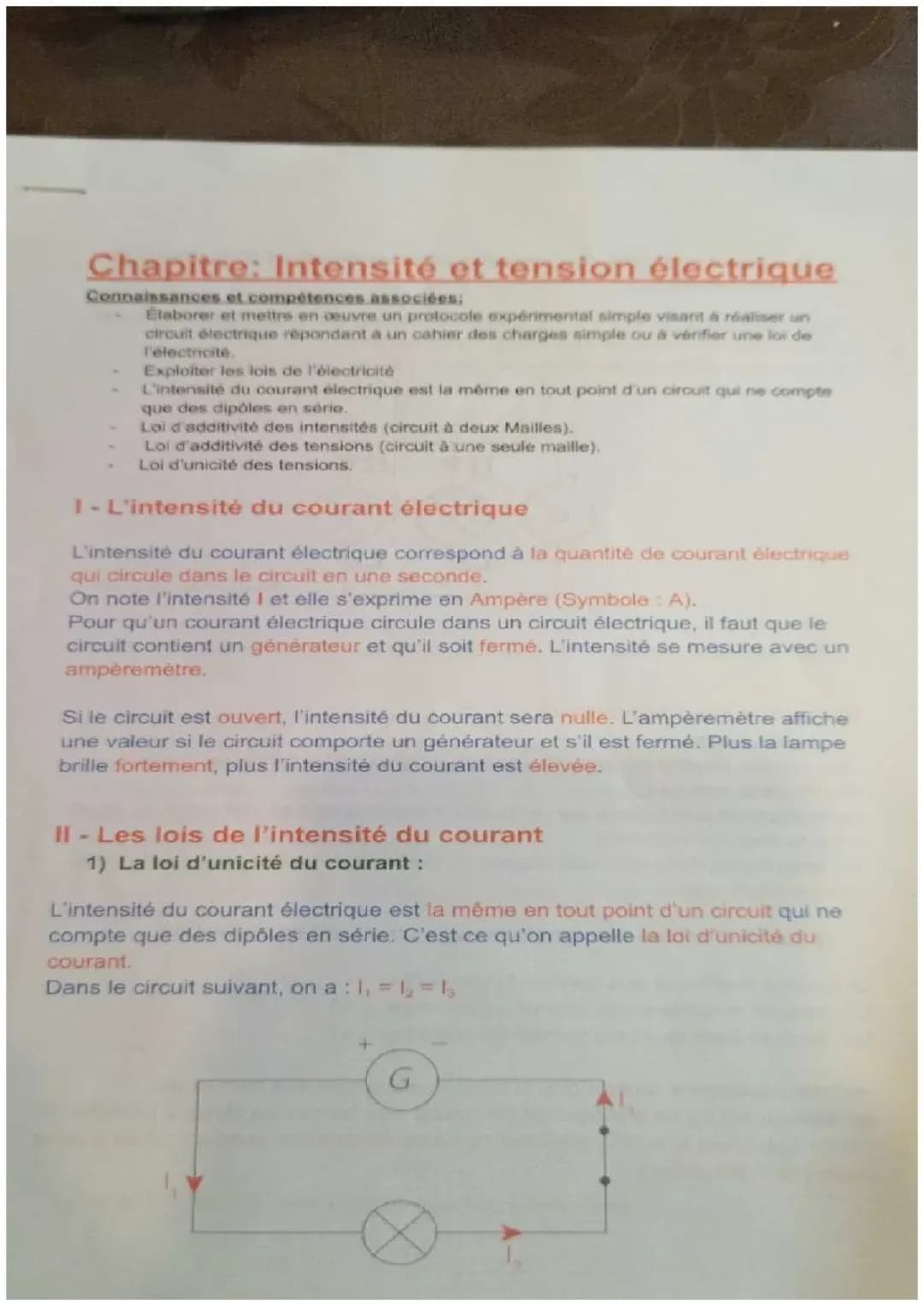 Intensité et tension électrique 