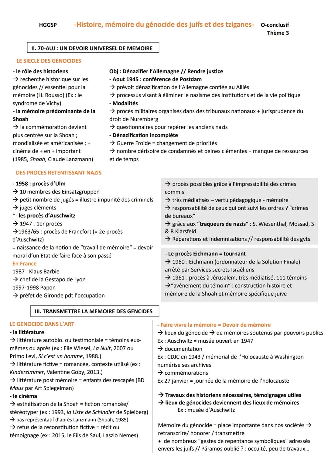 HGGSP
-Histoire, mémoire du génocide des juifs et des tziganes- O-conclusif
Génocides juifs et des tziganes
plus grand crime contre l'Humani