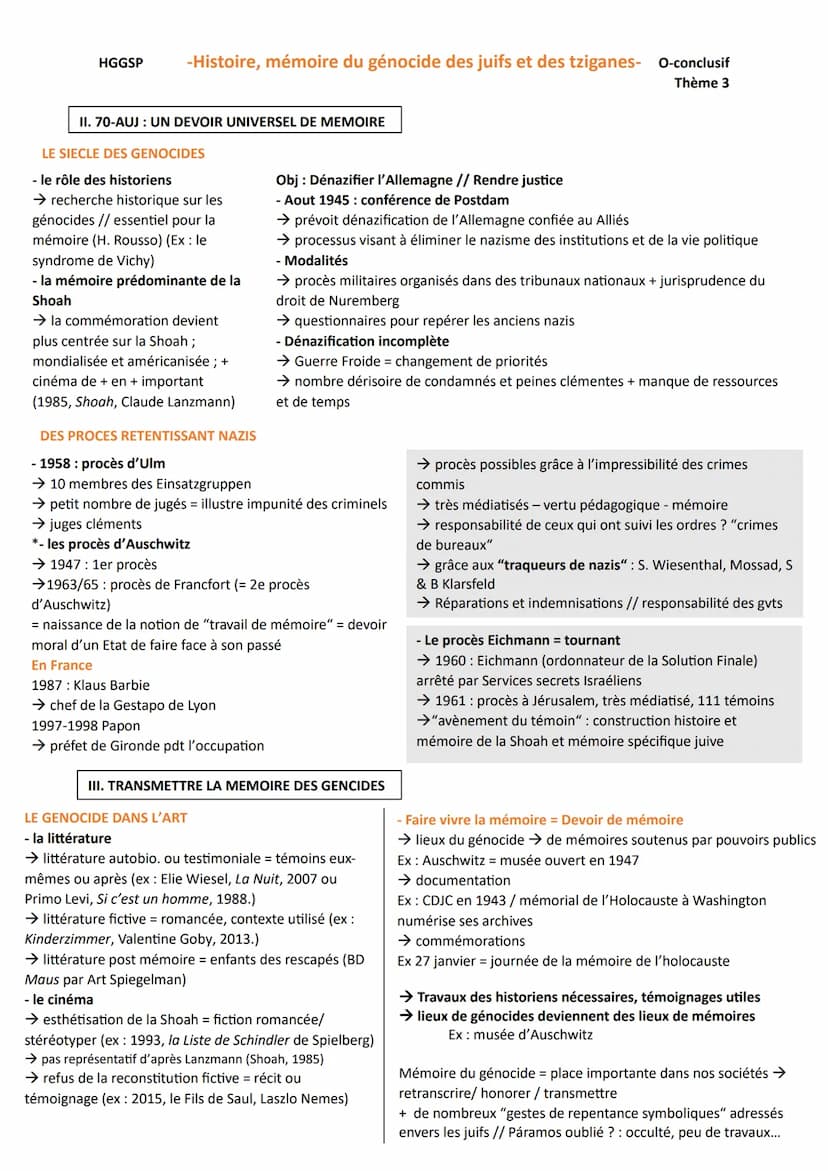 HGGSP
-Histoire, mémoire du génocide des juifs et des tziganes- O-conclusif
Génocides juifs et des tziganes
plus grand crime contre l'Humani