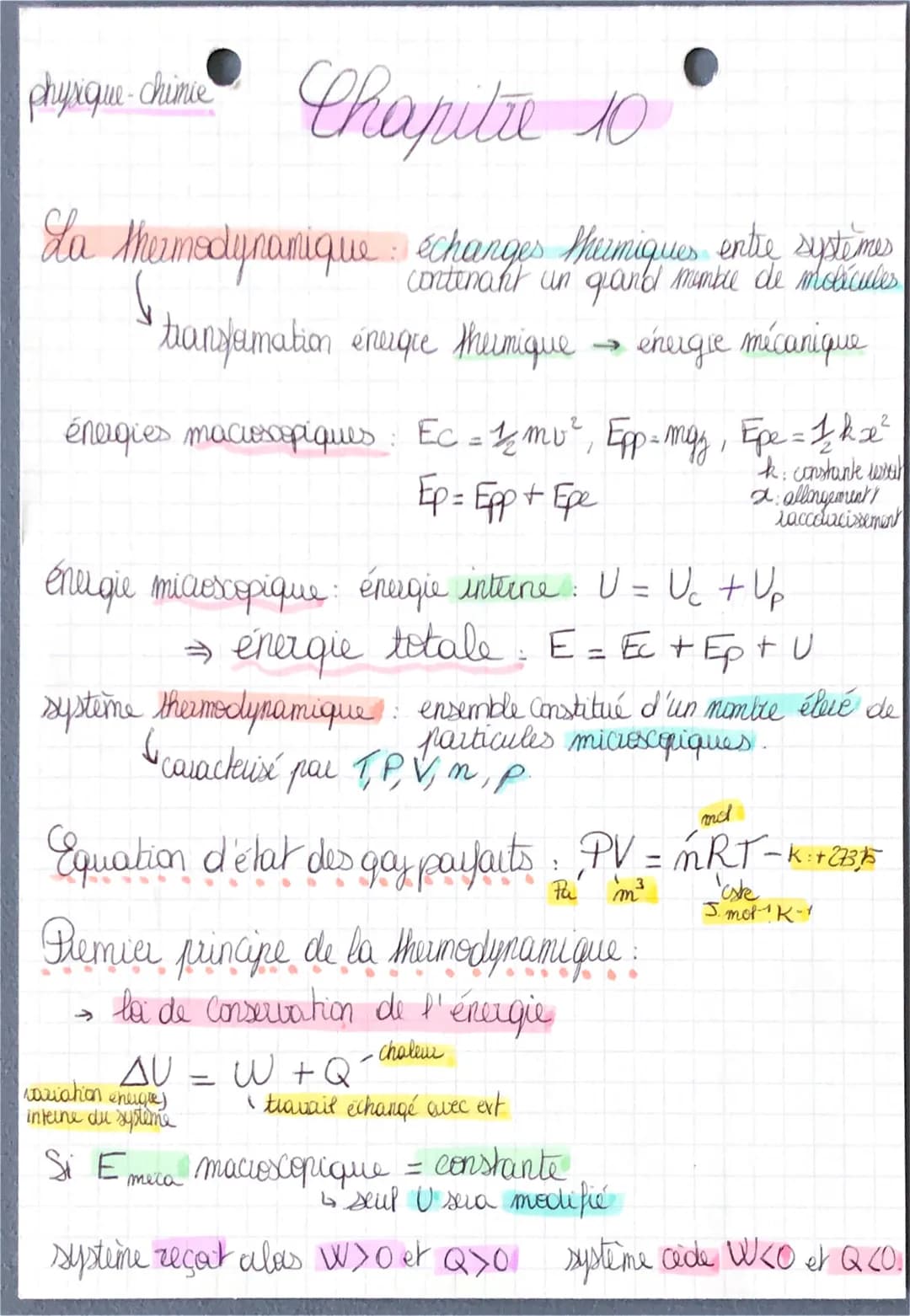 phyingu chime Chapitie 10
-
La thermodynamique échanges thermiques entre systimes
6
contenant un grand membre de molécules
transformation én