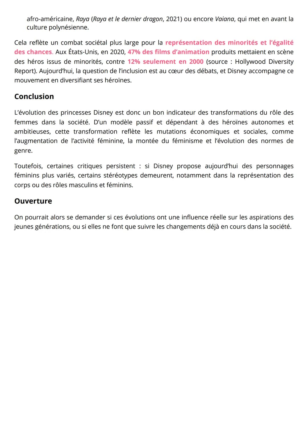 # GRAND ORAL SES

Comment l'évolution des princesses Disney
montre celle de la femme en société ?

Blanche Neige en 1937 jusqu'à Vaiana en 2