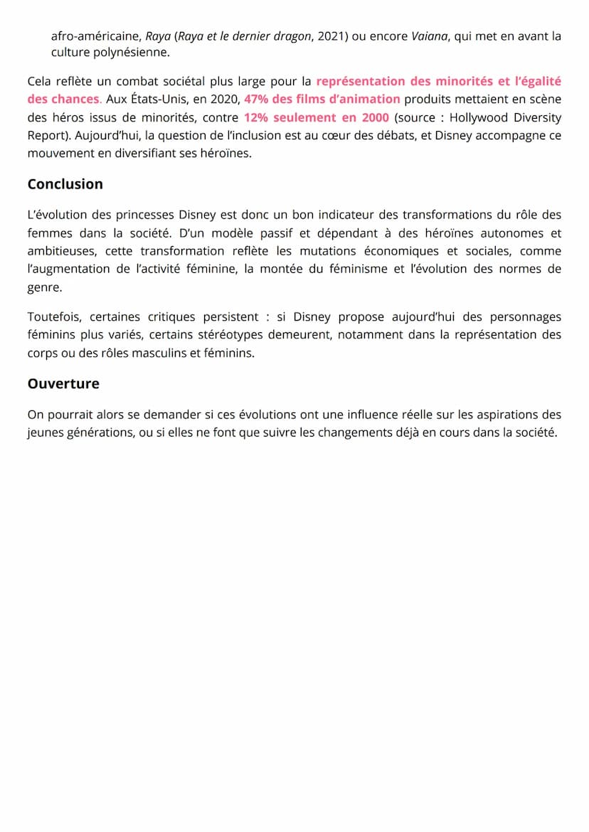# GRAND ORAL SES

Comment l'évolution des princesses Disney
montre celle de la femme en société ?

Blanche Neige en 1937 jusqu'à Vaiana en 2