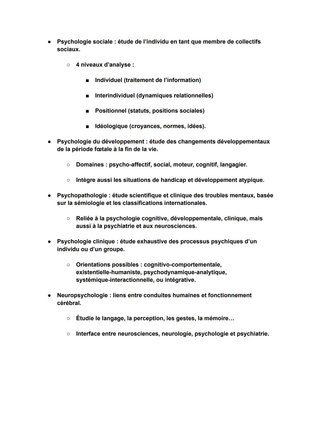 Définition

* La psychologie : étude scientifique du comportement et des processus
mentals d'une personne.
* Elle s'intéresse à la façon don