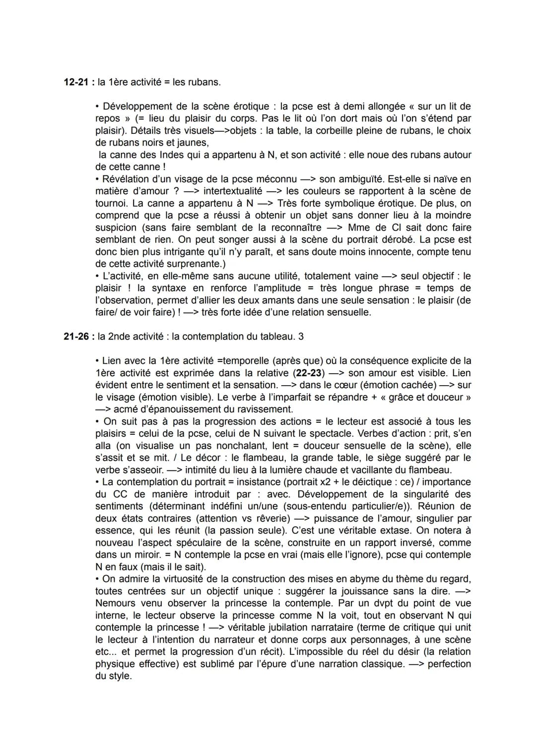 Explication 3: scène du pavillon p. 151 de : « Les palissades étaient fort hautes => que la
passion seule peut donner >>
La Princesse de Clè