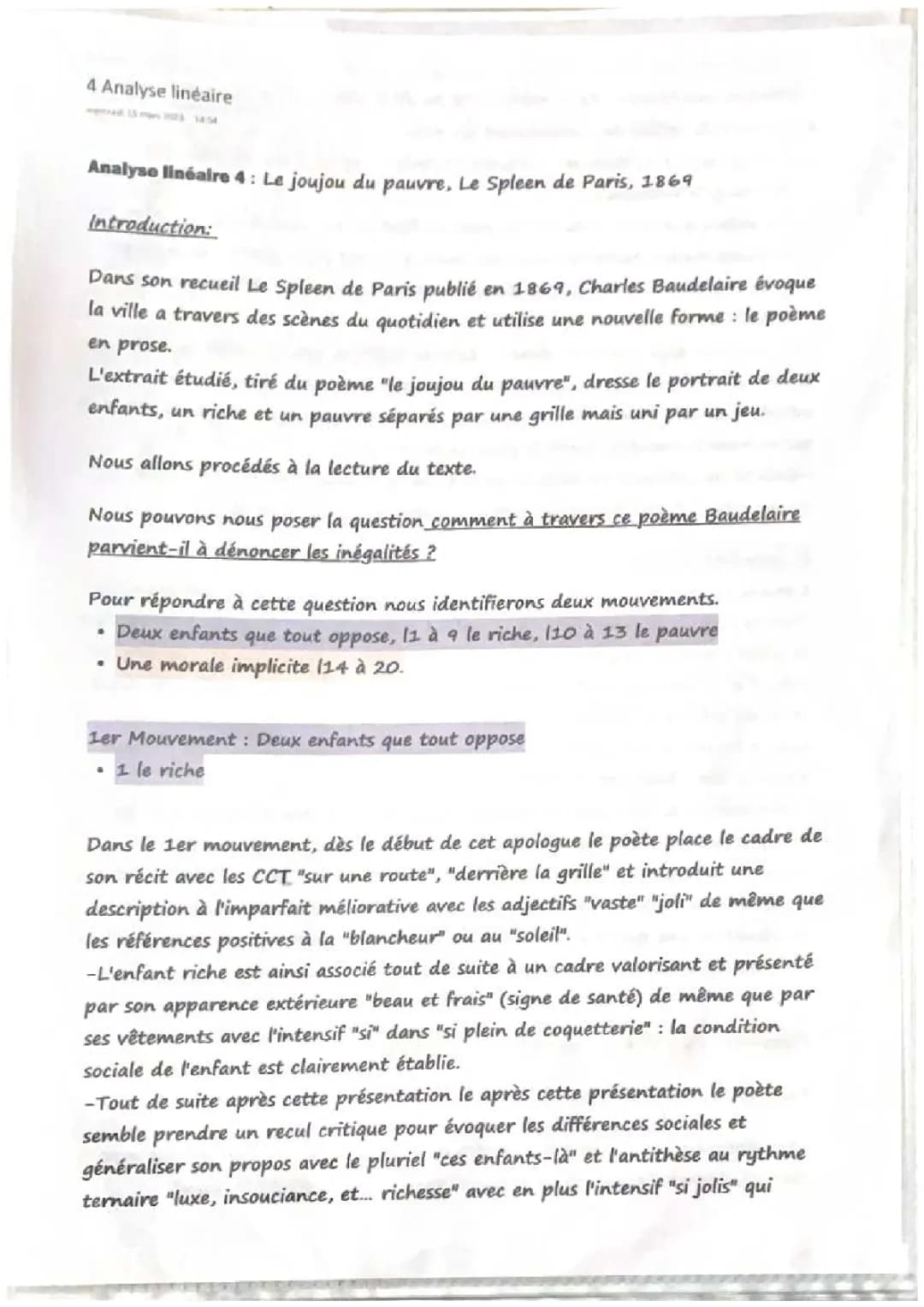 Le Joujou Du Pauvre: Analyse PDF, Texte et Questionnaire