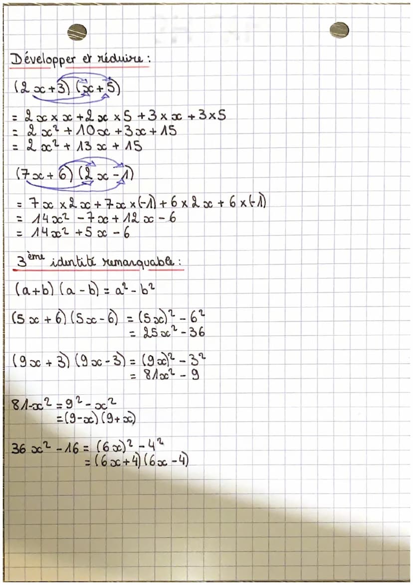 MATHS
CALCUL LITTÉRAL
Réduire:
(5x² - 6x +3) 10 (- 7 x)-2x²) = 3x² - 13 x -7
(82¹-30x²) +6 acx -40 ac² = -700c² +6.00 +82
2
Réduire et suppr