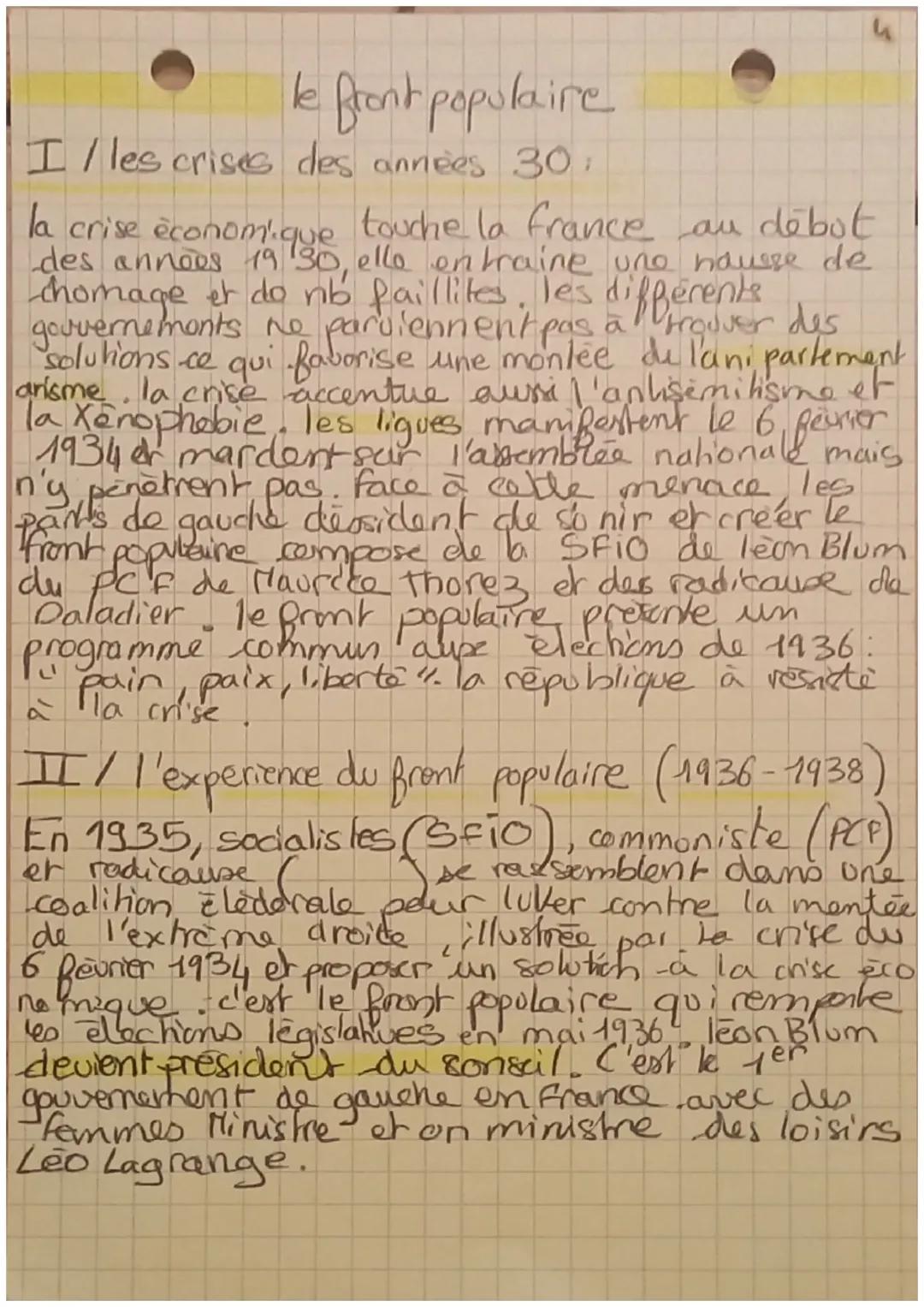 Comprendre l'expérience du Front Populaire (1936-1938) et les Accords Matignon