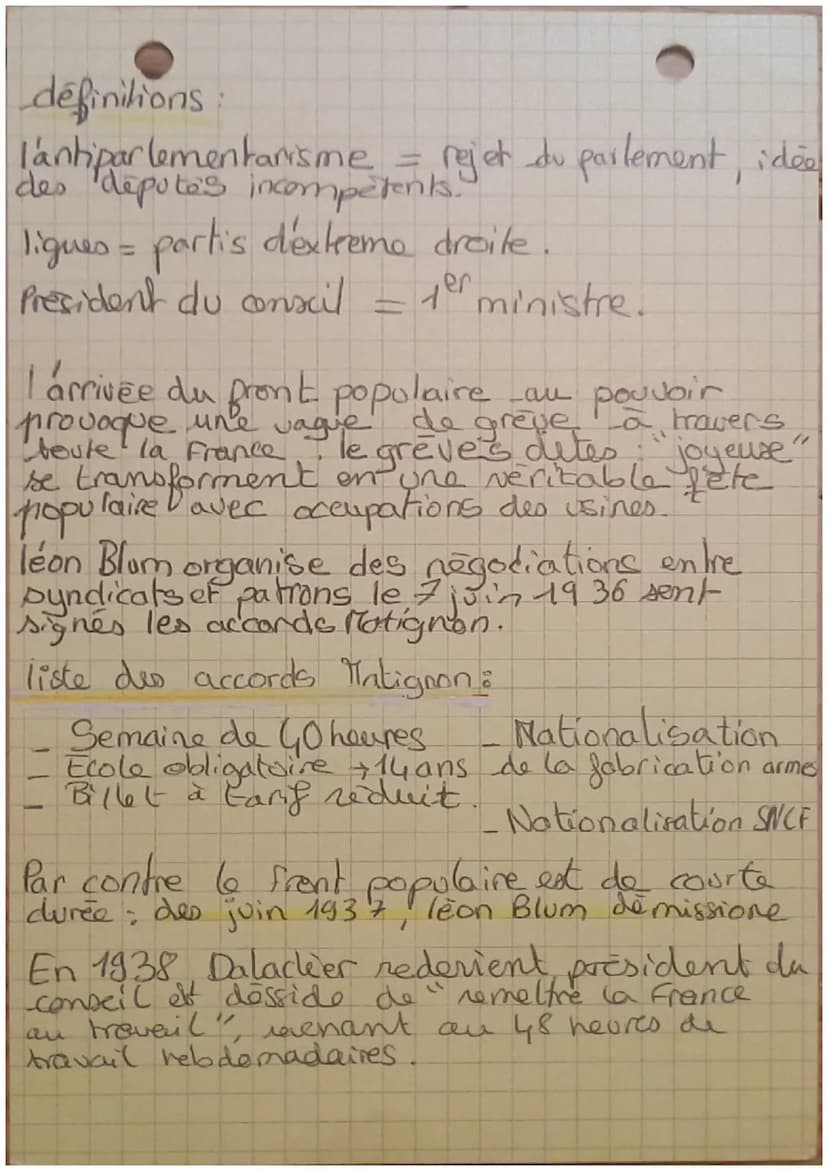 le front populaire
I/ les crises des années 30,
ifferents
à trouver des
la crise économique touche la france au débot
des années 1930, ello 