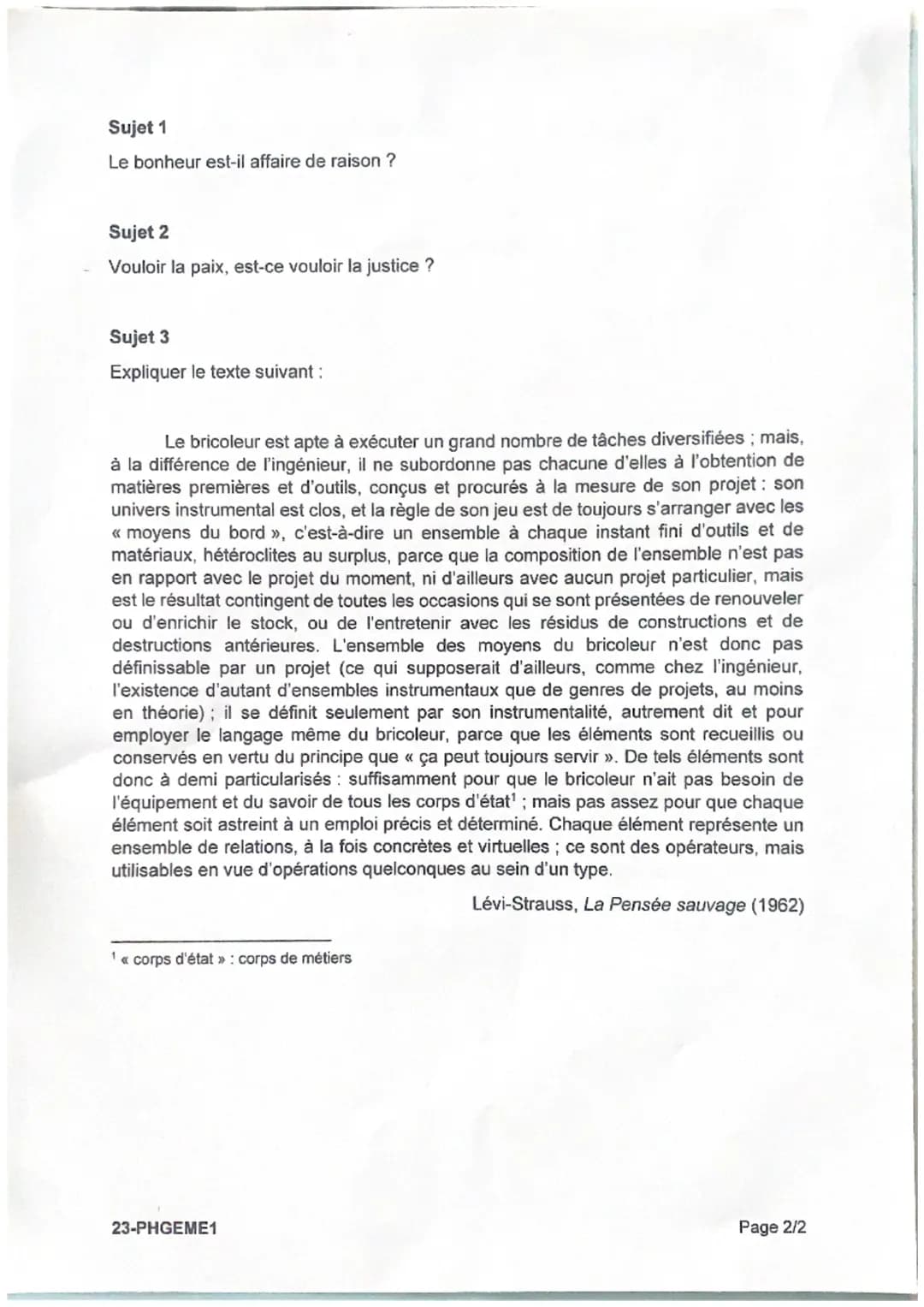 BAC BLANC DE PHILOSOPHIE
Séries GENERALES
Durée : 4 heures
Vous traiterez au choix l'un des trois sujets suivants :
1er sujet:
L'inconscient