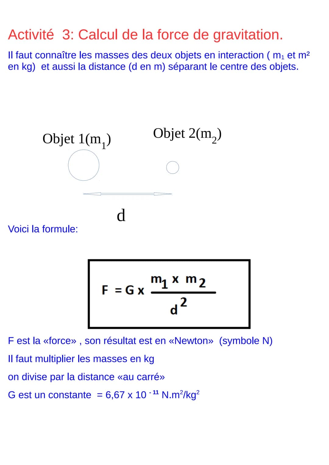 C3: La gravitation universelle; Masse et poids
problématique:
-Comprendre la loi de la gravitation universelle. -Distinguer masse et poids
d