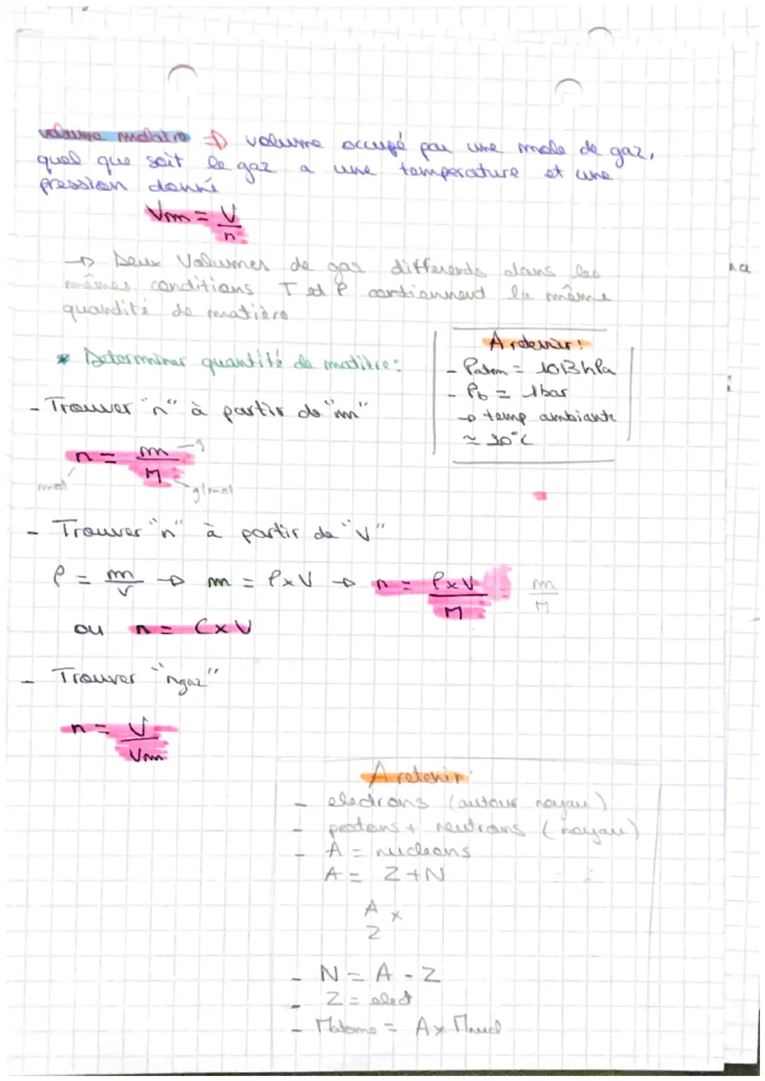 Physique Outils de description d'un système
chimique
Definitions:
- unité de quantité de matière, d'une entité
chimique (atomes, ions, molec