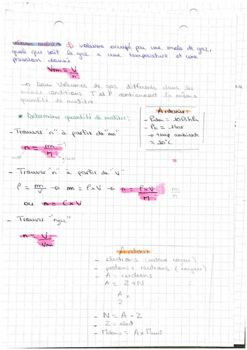 Physique Outils de description d'un système
chimique
Definitions:
- unité de quantité de matière, d'une entité
chimique (atomes, ions, molec