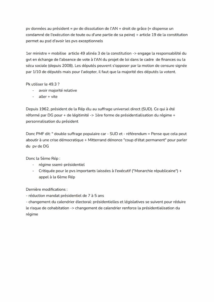 Chapitre EMC: Comprendre la démocratie : la Vème République
Définitions :
République parlementaire: régime politique fondé sur la collaborat