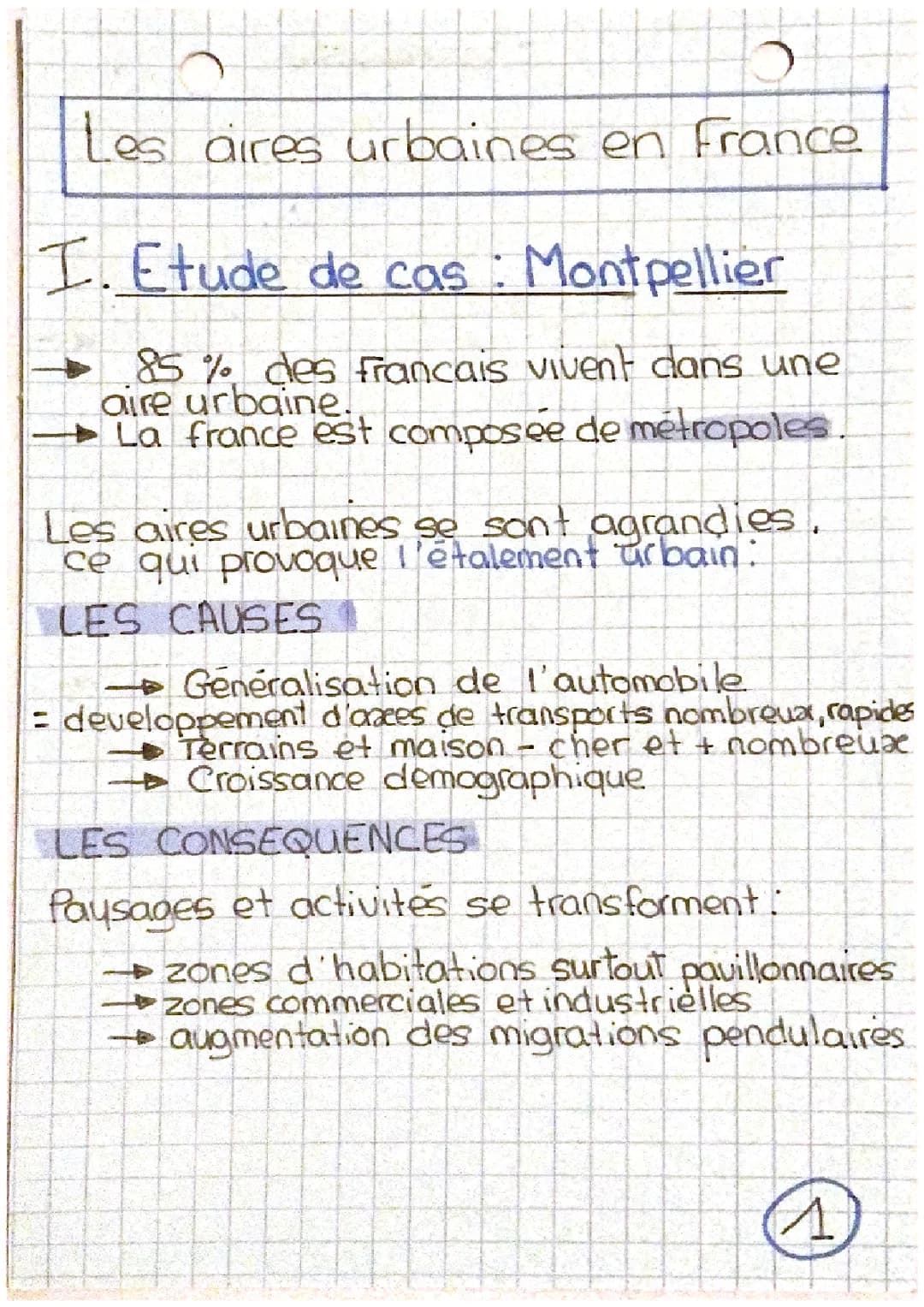 Les aires urbaines en France et l'étalement urbain 3ème