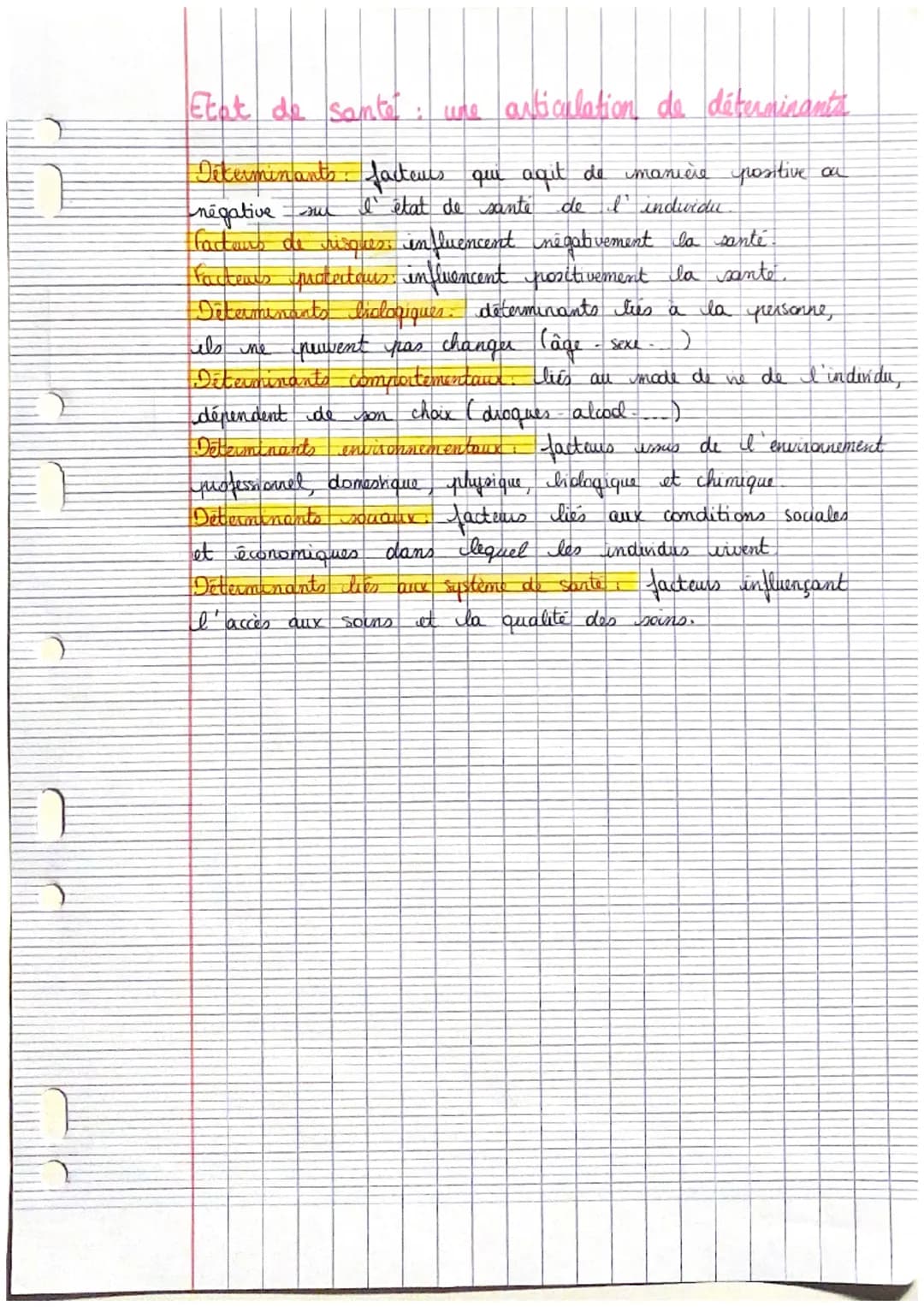 }
Etat de sante: une articulation de déterminanta
Determinants facteurs qui agit de manière positive on
l' état de santé
de l' individu
nega