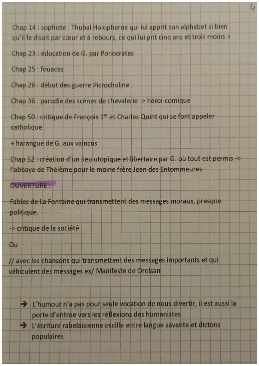 Fiche de Révision
GENERAL
●
●
●
●
n
CONTEXTE:
●
INTRO
●
●
Gargantua
1534 - dernière œuvre du Moyen-Age, première de la Renaissance-
XVIème s