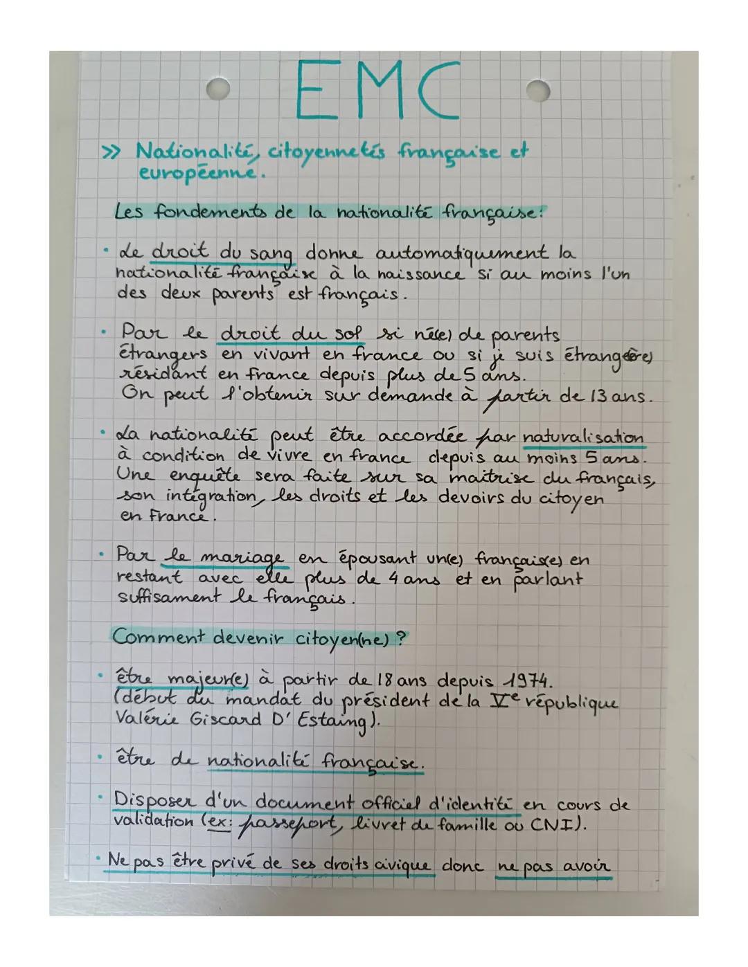 Nationalité, citoyennetés française et européenne