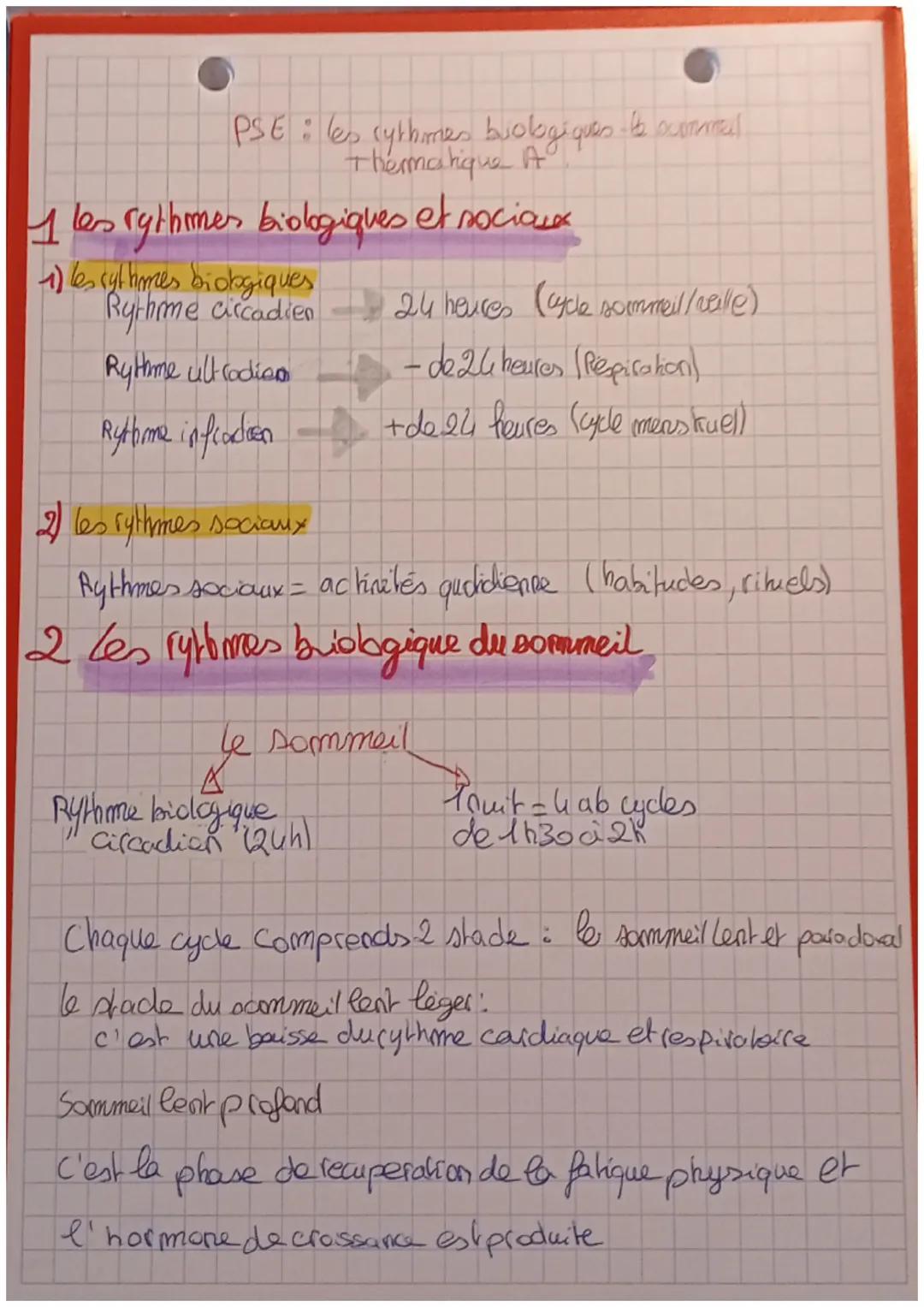 PSE: les cythmes buologiques - commel
Thematique A

1 les rythmes biologiques et sociases

1) les rythmes biobgiques
Rythme ciccadien $\long