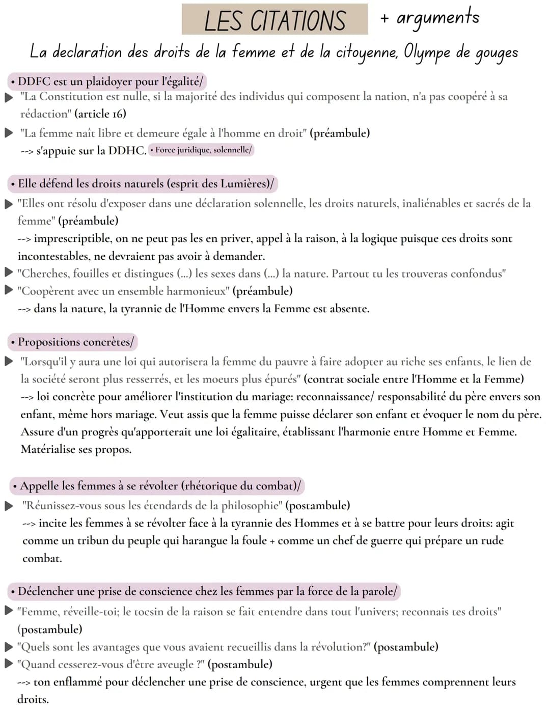 Citations et Dissertation Olympe de Gouges Faciles