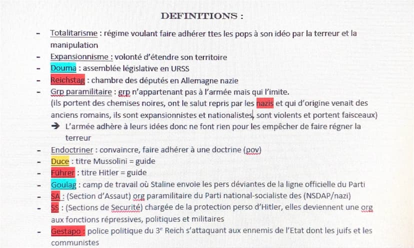 Les totalitarismes
DATES À SAVOIR :
Février 1917: 1ere révolution russe, chute du tsar
Octobre 1917: 2 révolution russe, début du régime com