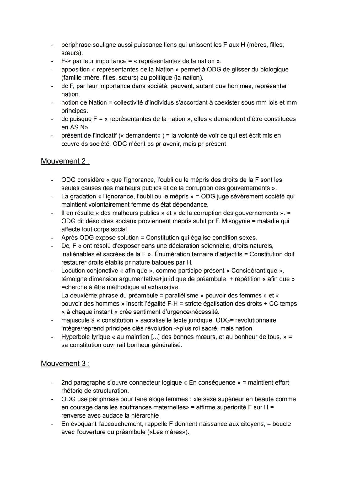 Préambule de la Déclaration des droits de la femme et de la
citoyenne
INTRODUCTION :
1 - Oeuvre
Préambule de la Déclaration des droits de la
