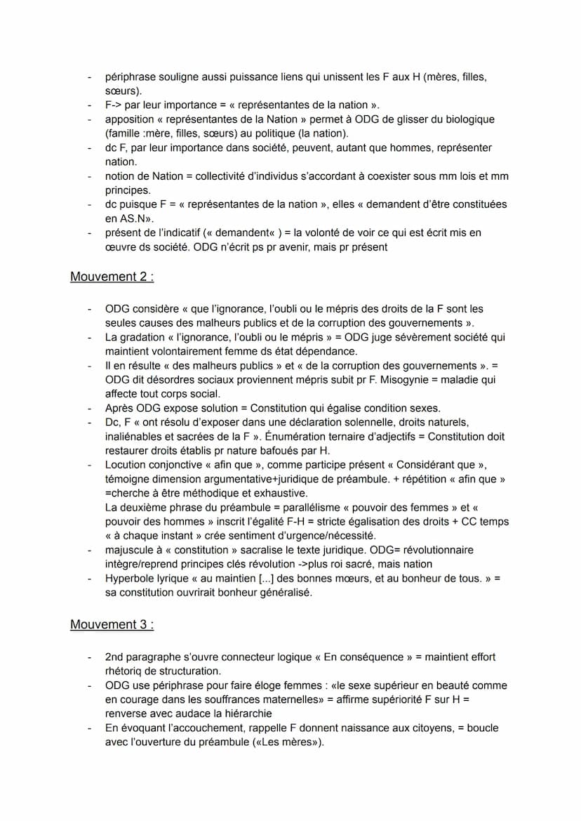 Préambule de la Déclaration des droits de la femme et de la
citoyenne
INTRODUCTION :
1 - Oeuvre
Préambule de la Déclaration des droits de la