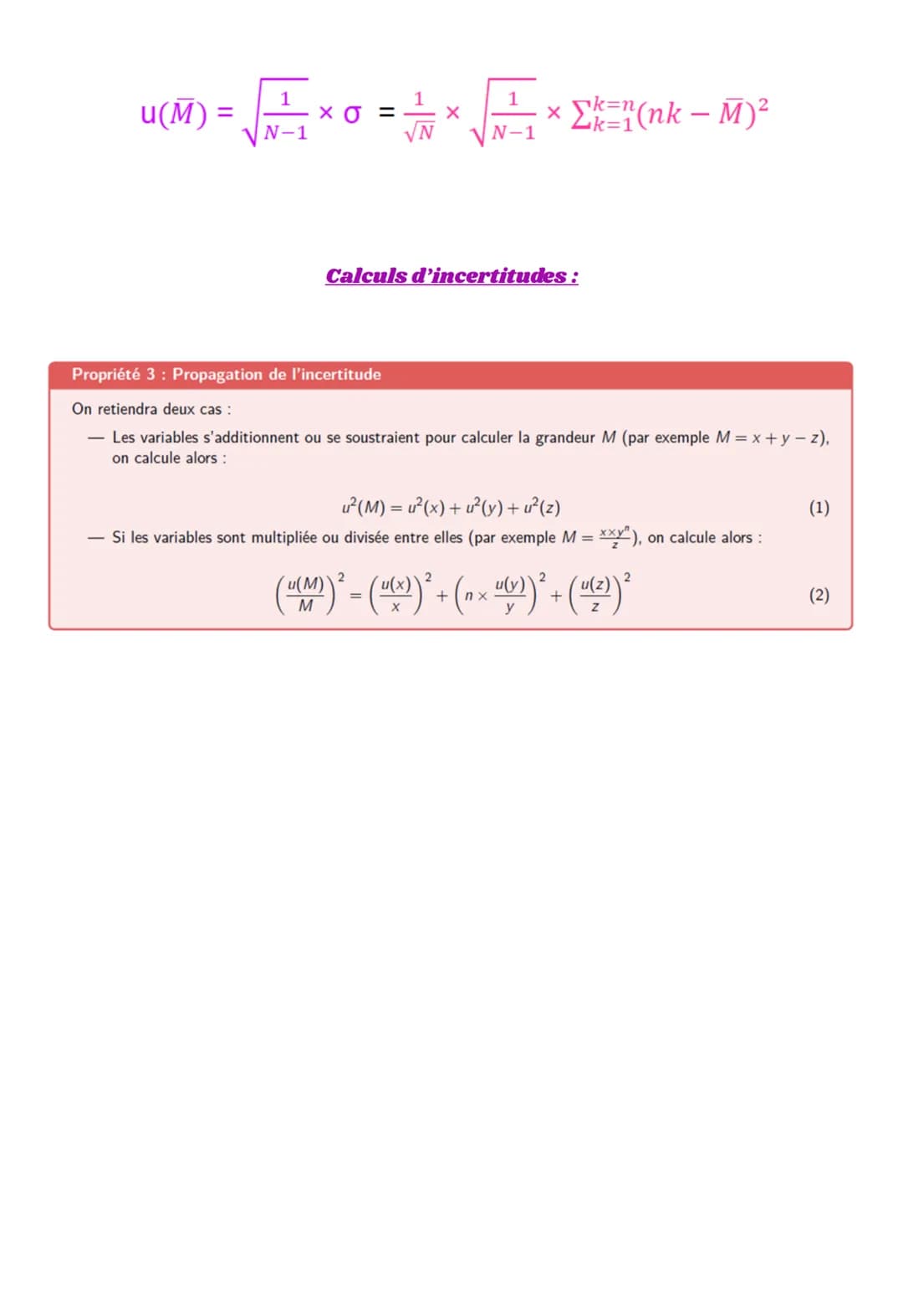 PHYSIQUE-CHIMIE
MESURES & INCERTITUDES
Mesure
Définition: Une mesure est le résultat d'une estimation de la valeur m d'une grandeur M suivie