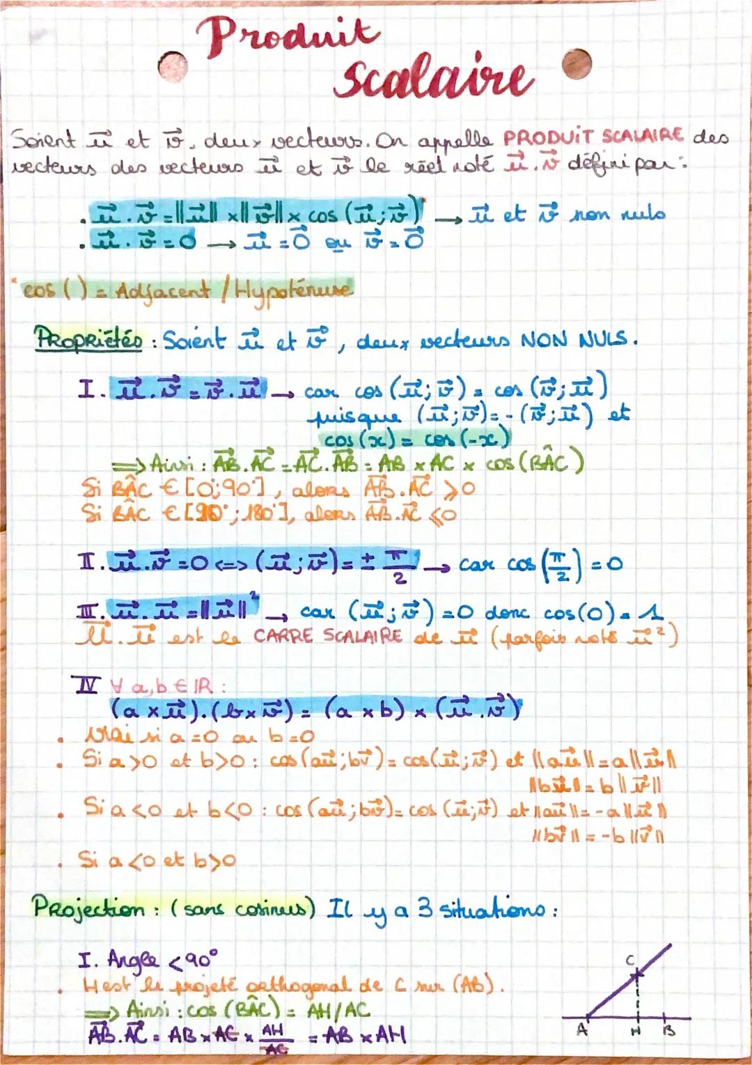 # Produit
Scalaire
Soient u et . deux vecteurs. On appelle PRODUIT SCALAIRE des
vecteurs des vecteurs i et i le reet aste in v défini par
..