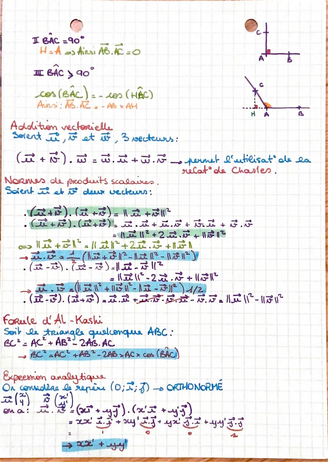 # Produit
Scalaire
Soient u et . deux vecteurs. On appelle PRODUIT SCALAIRE des
vecteurs des vecteurs i et i le reet aste in v défini par
..