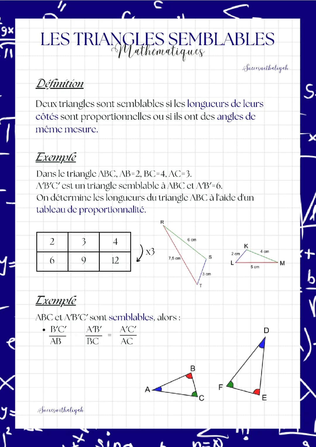 Les Triangles Semblables: Exercice Corrigé et Formule pour les 3e