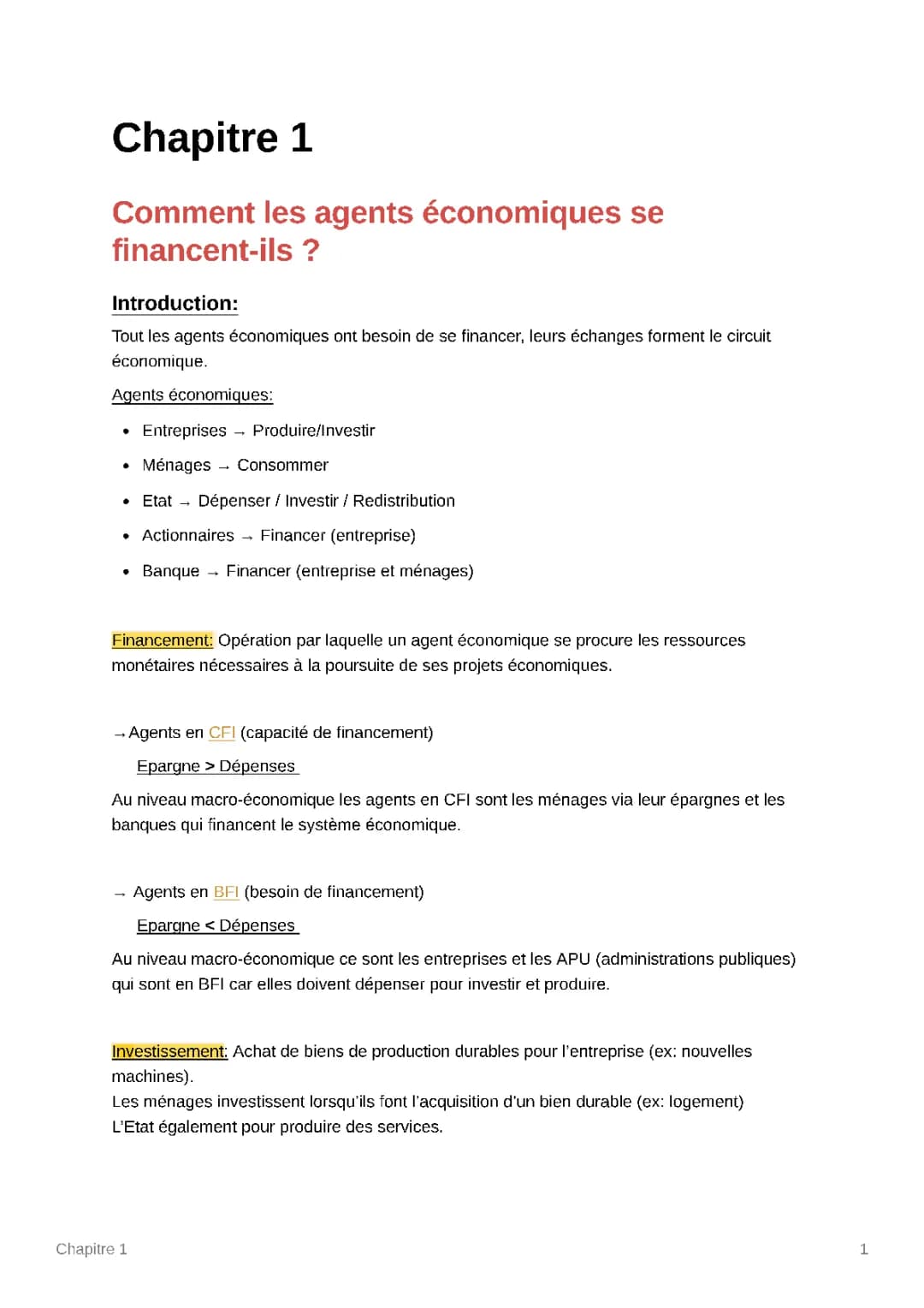 Comment les agents économiques se financent-ils: fiche de révision et cours SES 1ère