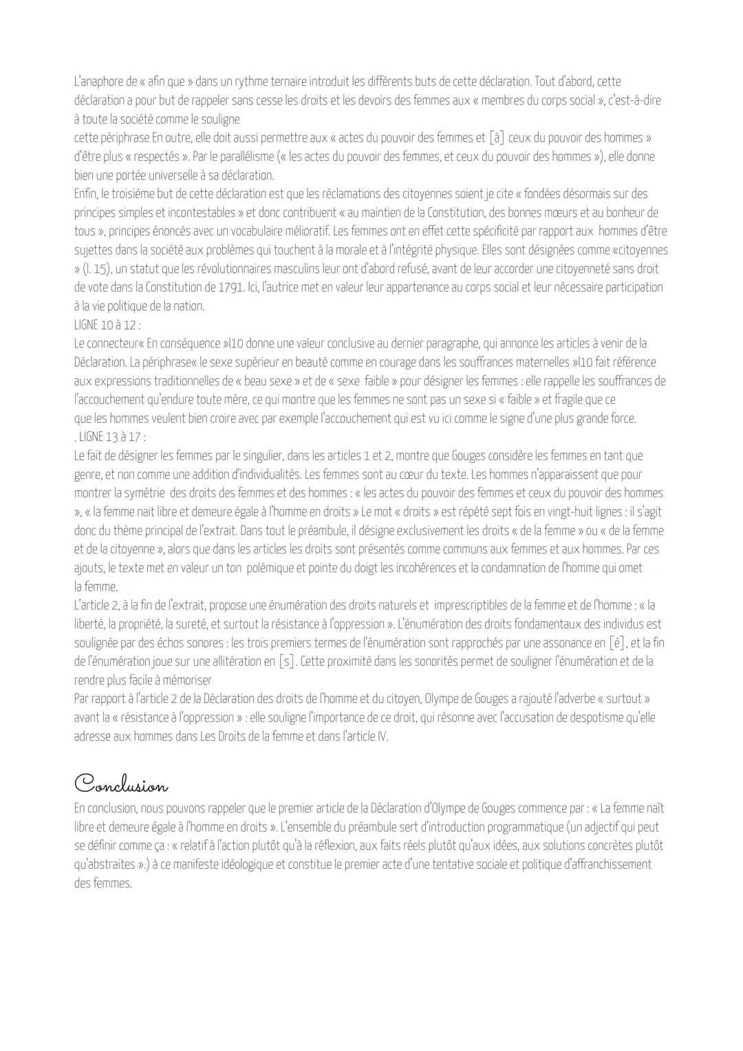 Extrait nᵒ15
DÉCLARATION DES DROITS DE LA FEMME ET DE LA
CITOYENNE. 1791
Préambule
Introduction
Marie Gouze, dite Marie-Olympe de Gouges est