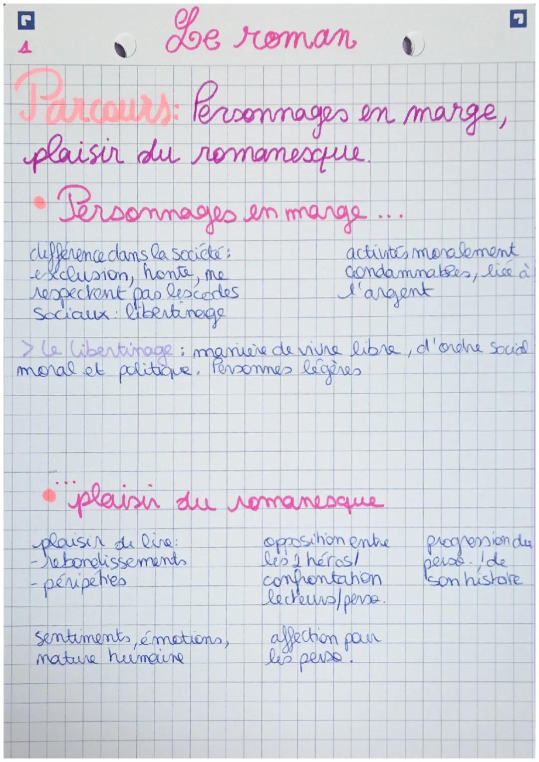 Le roman

Parcours: Personnages en marge,
plaisir du romanesque.

• Personnages en marge...

clifférence dans la société:
- exclusion, honte
