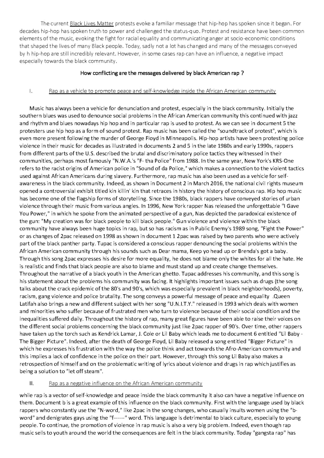 Exploring the Black Lives Matter Theme in Rap: A Workbook for Terminale