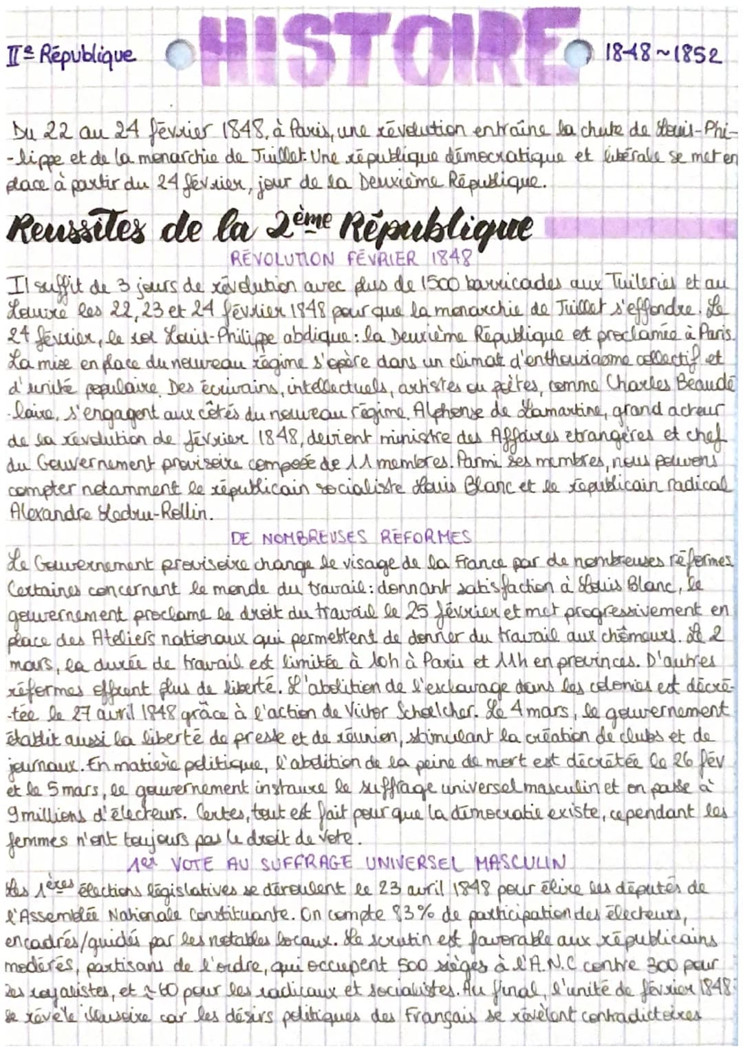 I figublique HISTOIRE
Du 22 au 24 février 1848, à Paris, une révolution entraîne la chute de Louis-Phi-
-lippe et de la menarchie de Juillet